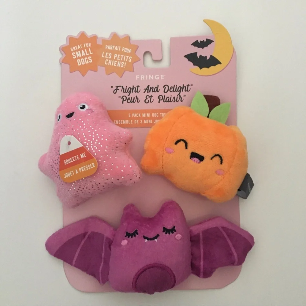 NEW Dog Toys 3 Halloween Plush Squeakers “Fright and Delight” NEW | Fringe